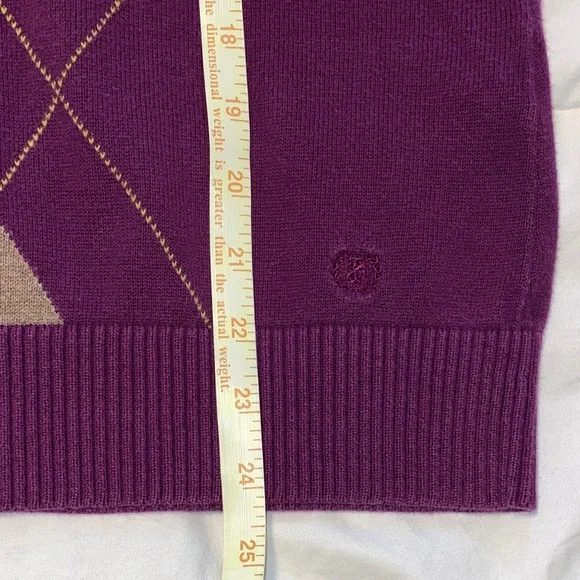 Izod V-Neck Argyle Sweater - Purple and Brown - Picture 8 of 9